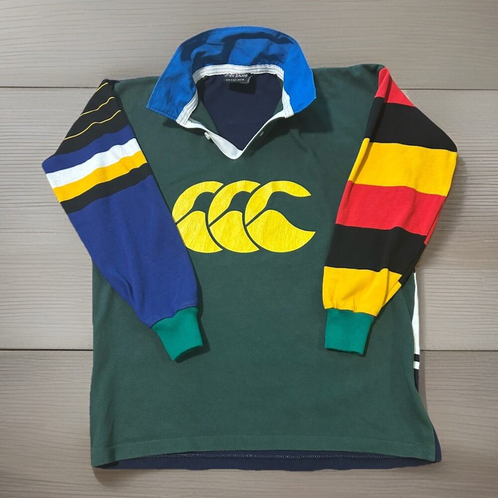 VTG Canterbury Uglies Rugby Jersey L Made in NZ Big Logo 90s Retro Harlequin